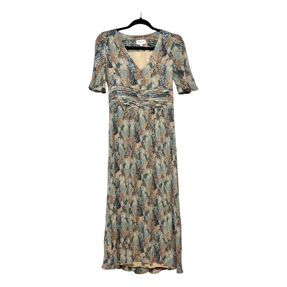 Maison 123 French Girl Parisian Chic Silk Blend Midi Dress Women Size S Romantic